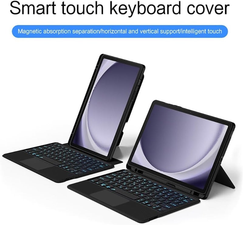 RTSY Kickstand Combo Keyboard case for Samsung Galaxy Tab A9 Plus / A9+ (11 Inch) with 7-Colors Backlit, Multi-Touch Trackpad, Dual Orientation,Magnetic Detachable Bluetooth Keyboard Cover, Pen Holder - Image 5