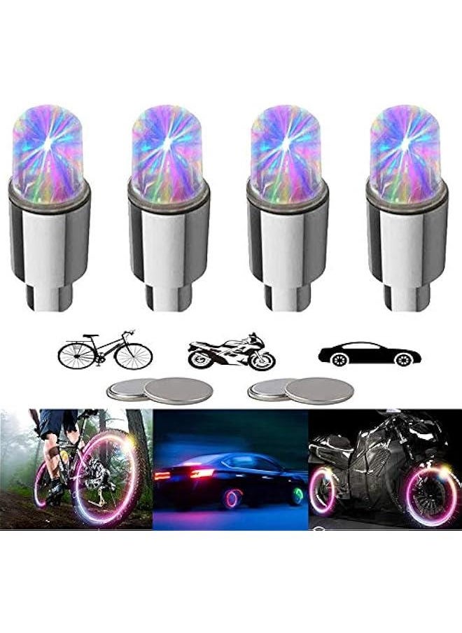 Arabest 4/8 LED Bike Wheel Lights Car Tire Valve Stems Caps Bicycle Motorcycle Waterproof Tyre Spoke Flash Lights Cool Reflector Accessories for Kids Men Women with 10 Extra Batteries  - Image 1