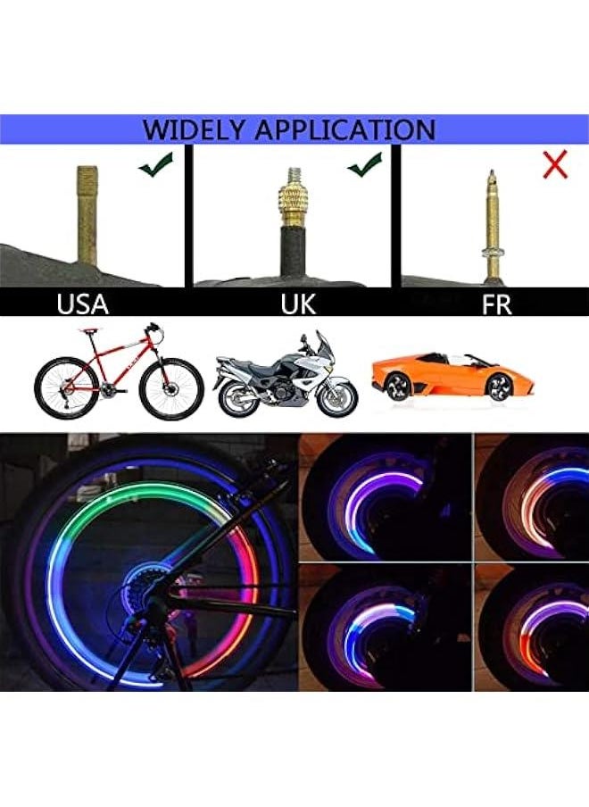 Arabest 4/8 LED Bike Wheel Lights Car Tire Valve Stems Caps Bicycle Motorcycle Waterproof Tyre Spoke Flash Lights Cool Reflector Accessories for Kids Men Women with 10 Extra Batteries  - Image 2