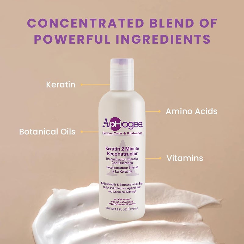 Aphogee Keratin 2 Minute Reconstructor, 8 fl oz â€“ Deep Conditioner for Color-Treated & Heat-Styled Hair, Smooths & Adds Shine - Image 3