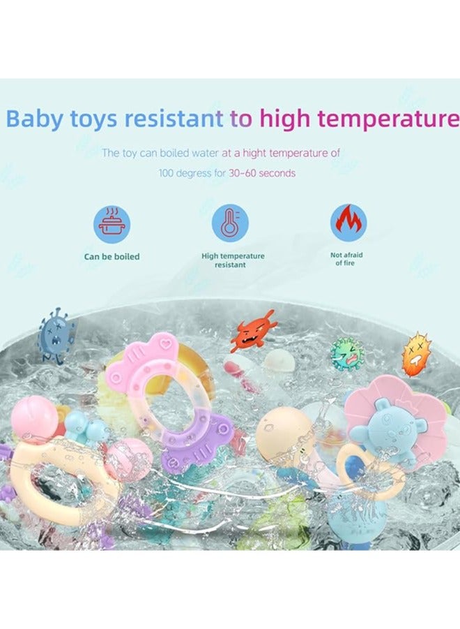 Baby Teether Toy Rattle for Baby Toys 0-12 Months Plus with Storage Box -14 Pcs BPA Free Soft Silicone Teething Toys Newborn Baby Sensory Toys Gifts 3 6 9 12 Months for Early Educational  - Image 5