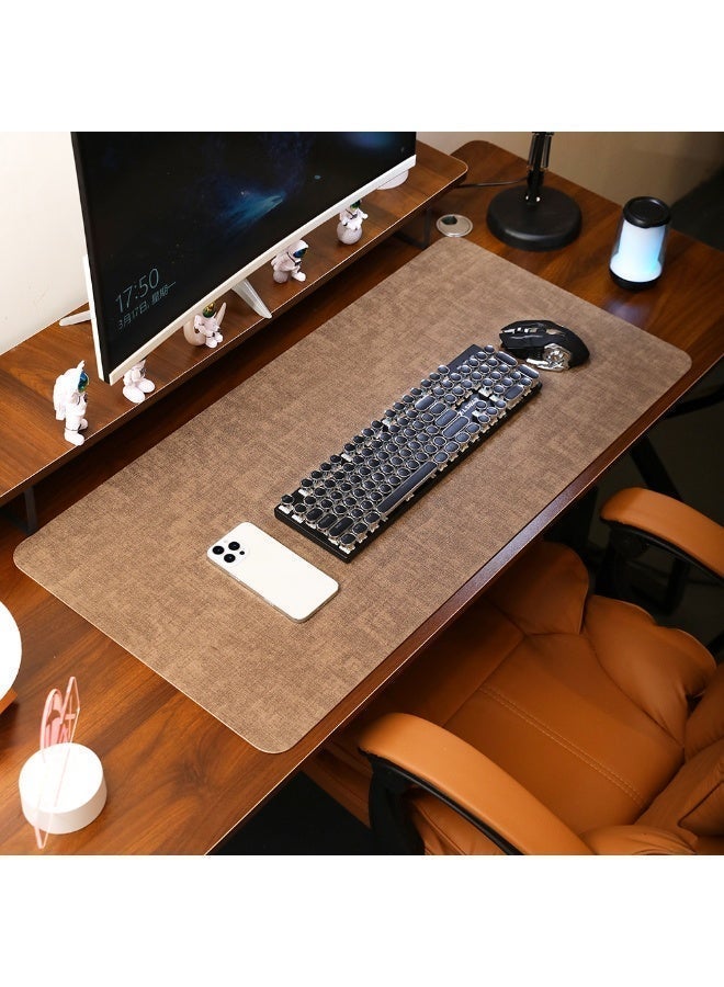 وسادة حماية مكتب من الجلد الاصطناعي المائي الكبيرة - سطح كتابة سلس للعمل والمُلاعب، وسادة فأرة بلونٍ موحد، قطعة إكسسوارات كمبيوتر متينة، بنية، 800 ملم × 400 ملم - Image 1