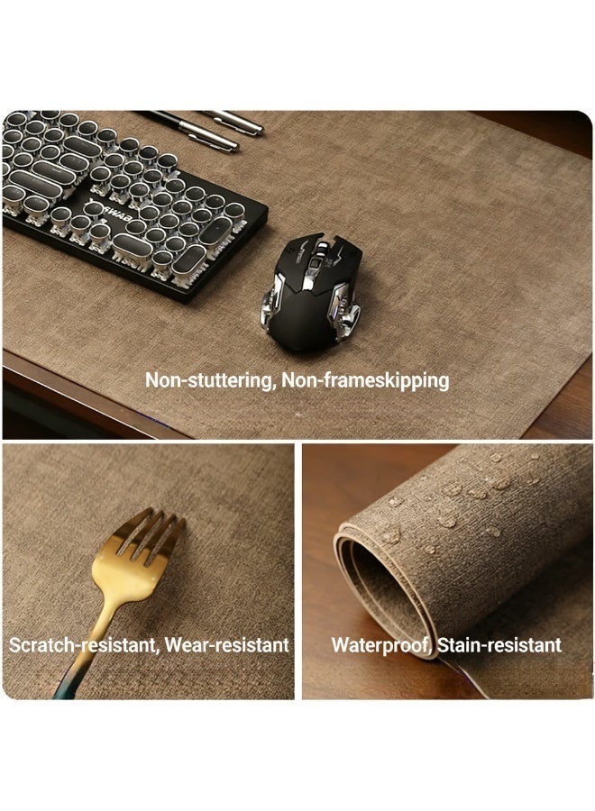 وسادة حماية مكتب من الجلد الاصطناعي المائي الكبيرة - سطح كتابة سلس للعمل والمُلاعب، وسادة فأرة بلونٍ موحد، قطعة إكسسوارات كمبيوتر متينة، بنية، 800 ملم × 400 ملم - Image 3