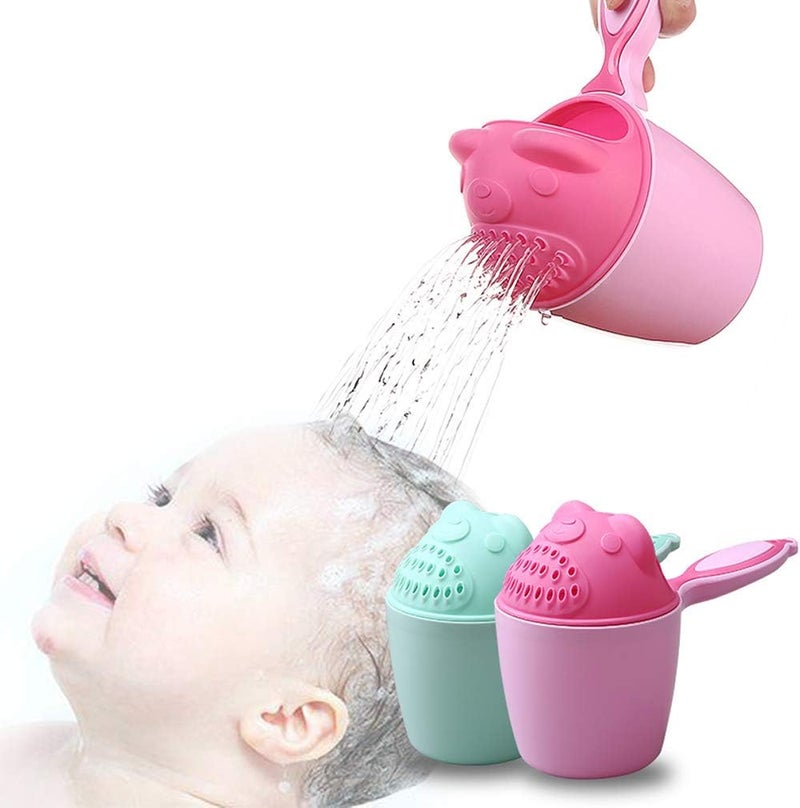 OLEWELL Baby Bath Rinse Cup with Bear Design for Rinsing Hair and Protecting Infant Eyes (Pink) - Image 1