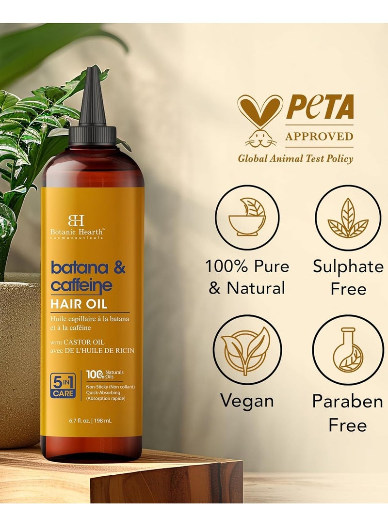 Botanic Hearth Botanic Hearth Batana & Caffeine Hair Oil (6.7 fl oz) | Revitalizing and Strengthening Hair Treatment for Fuller, Healthier-Looking Hair | Paraben Free | Suitable for All Hair Types  - Image 2