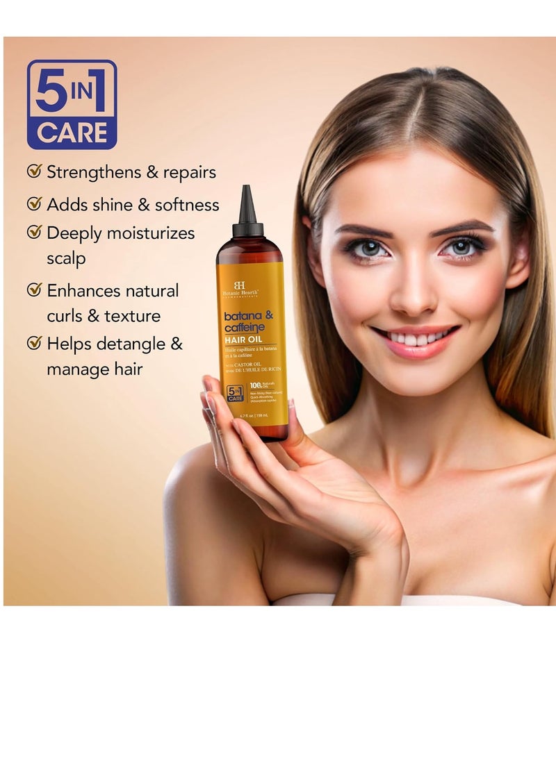 Botanic Hearth Botanic Hearth Batana & Caffeine Hair Oil (6.7 fl oz) | Revitalizing and Strengthening Hair Treatment for Fuller, Healthier-Looking Hair | Paraben Free | Suitable for All Hair Types  - Image 5