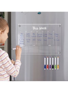 Generic Acrylic Magnetic Monthly Calendar Whiteboard for Refrigerator - Clear Dry Erase Memo Planning Board with Markers - Ideal Kitchen Organizer Notepad for Home and Office  - Image 1