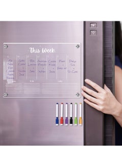 Generic Acrylic Magnetic Monthly Calendar Whiteboard for Refrigerator - Clear Dry Erase Memo Planning Board with Markers - Ideal Kitchen Organizer Notepad for Home and Office  - Image 2