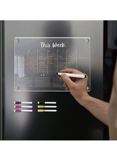 Generic Acrylic Magnetic Monthly Calendar Whiteboard for Refrigerator - Clear Dry Erase Memo Planning Board with Markers - Ideal Kitchen Organizer Notepad for Home and Office  - Image 3
