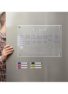 Generic Acrylic Magnetic Monthly Calendar Whiteboard for Refrigerator - Clear Dry Erase Memo Planning Board with Markers - Ideal Kitchen Organizer Notepad for Home and Office  - Image 5