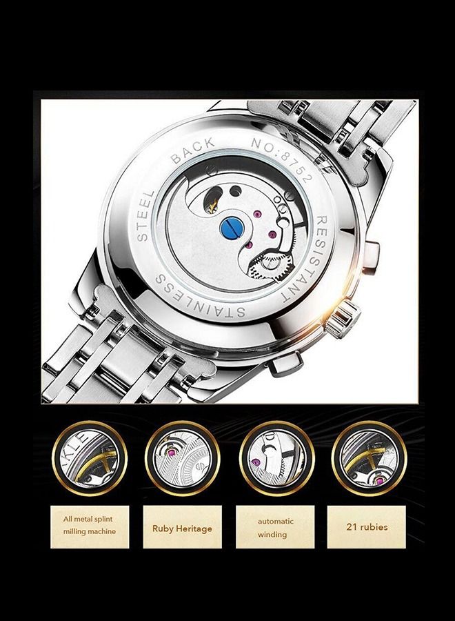 Sharpdo Men's Multifunctional Mechanical Style Stainless Steel Quartz Watch - Lightweight Comfort, Business Casual, Durable Strap, Classic Luxury - Ideal Gift - Image 2