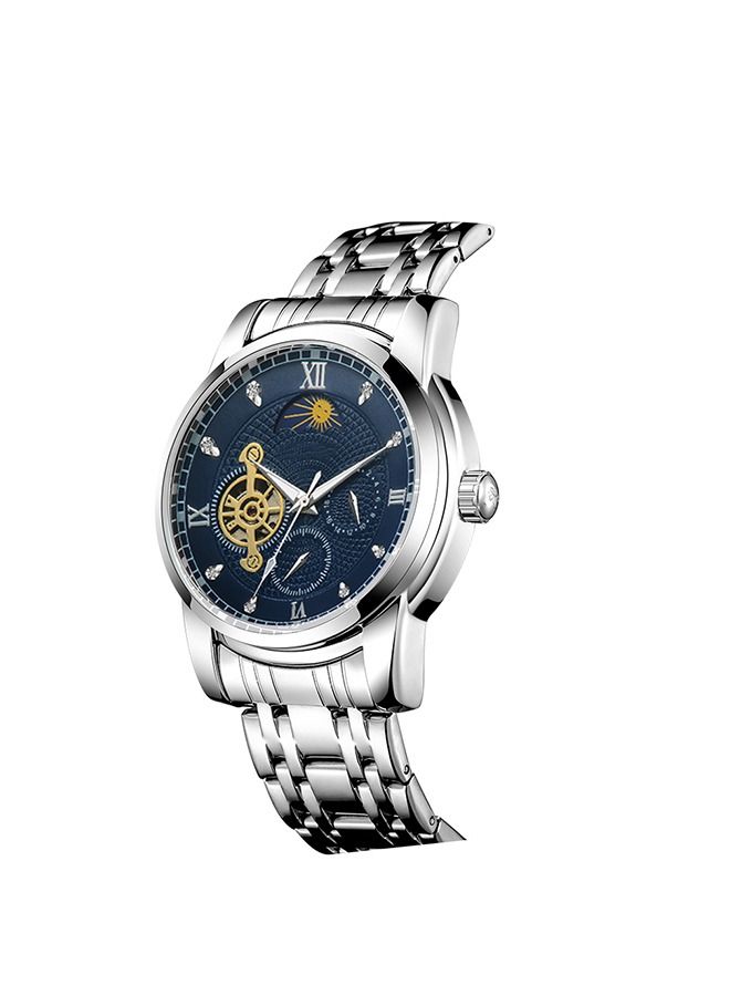 Sharpdo Men's Multifunctional Mechanical Style Stainless Steel Quartz Watch - Lightweight Comfort, Business Casual, Durable Strap, Classic Luxury - Ideal Gift - Image 3