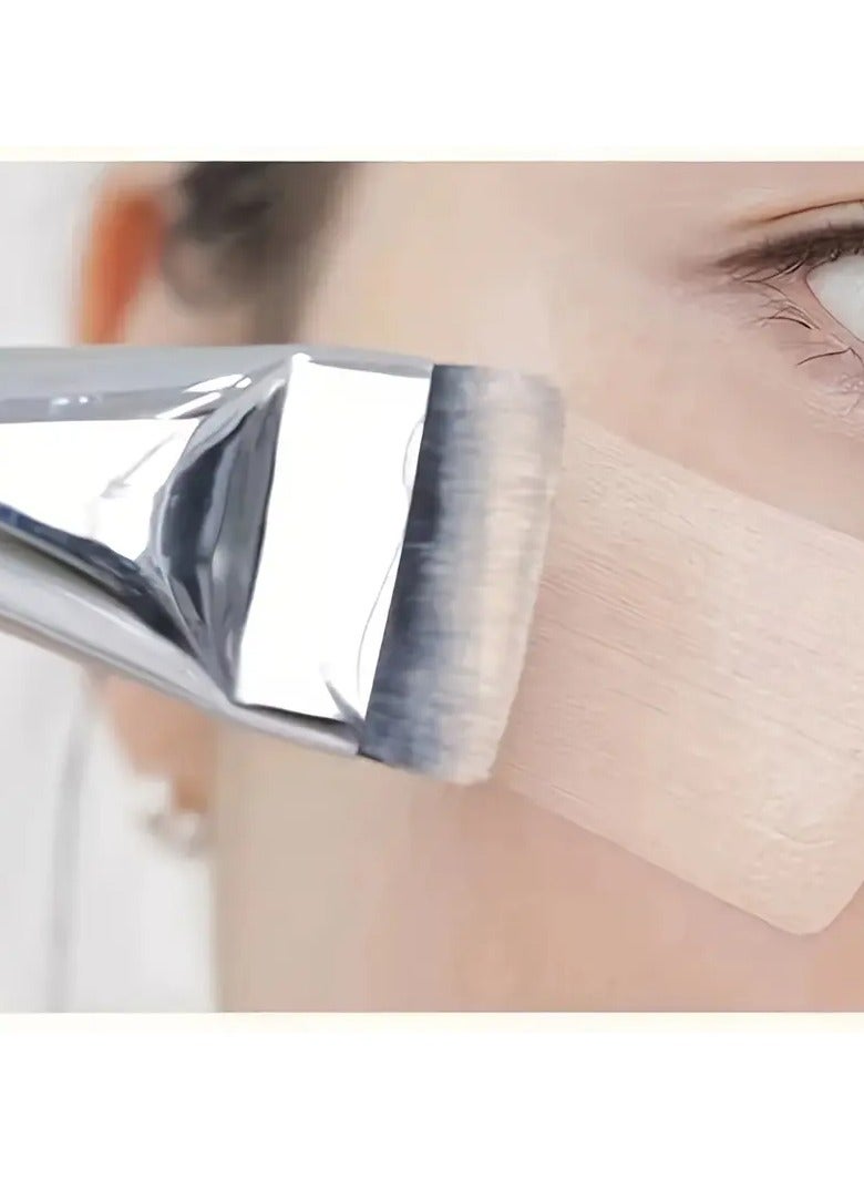 Goolsky Single Silvery Foundation Brush 1pc Aluminum Tube Makeup Brush Foundation Makeup Tool Flat Head Foundation Brush Foundation Liquid Brush - Image 2