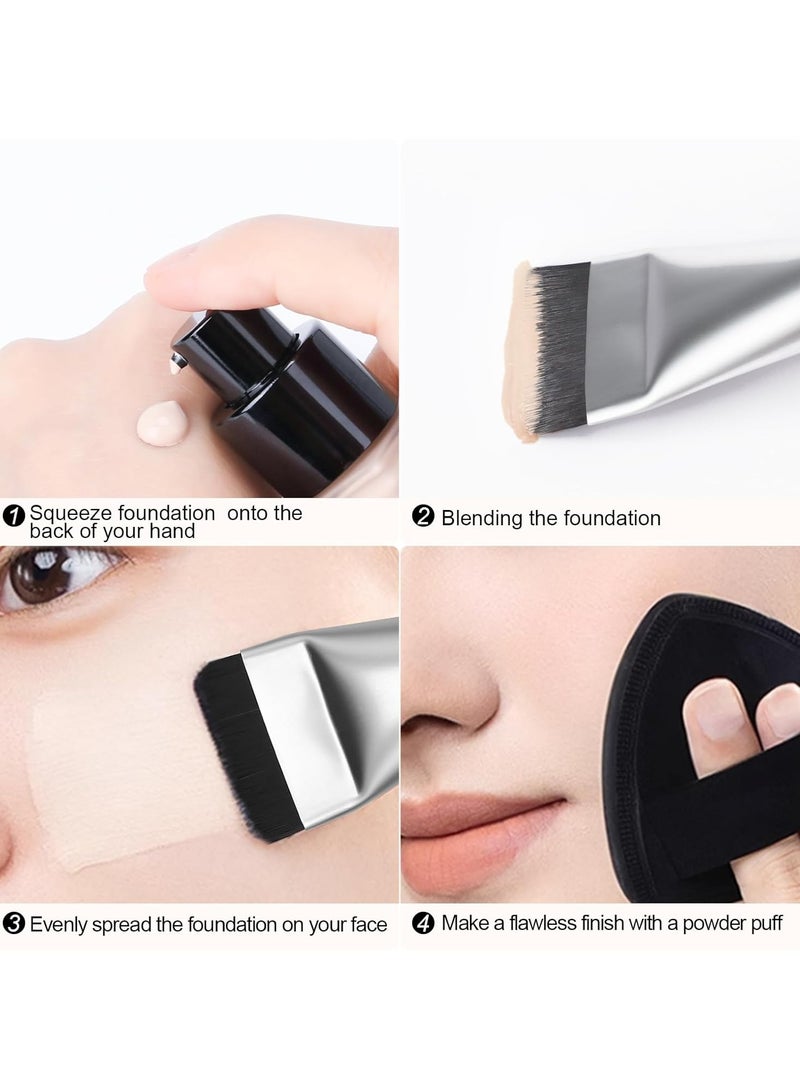 Goolsky Single Silvery Foundation Brush 1pc Aluminum Tube Makeup Brush Foundation Makeup Tool Flat Head Foundation Brush Foundation Liquid Brush - Image 4