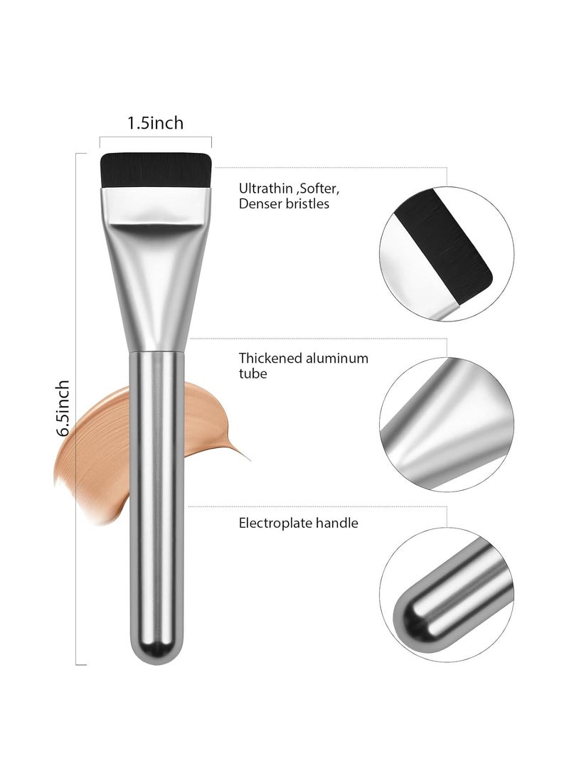 Goolsky Single Silvery Foundation Brush 1pc Aluminum Tube Makeup Brush Foundation Makeup Tool Flat Head Foundation Brush Foundation Liquid Brush - Image 5