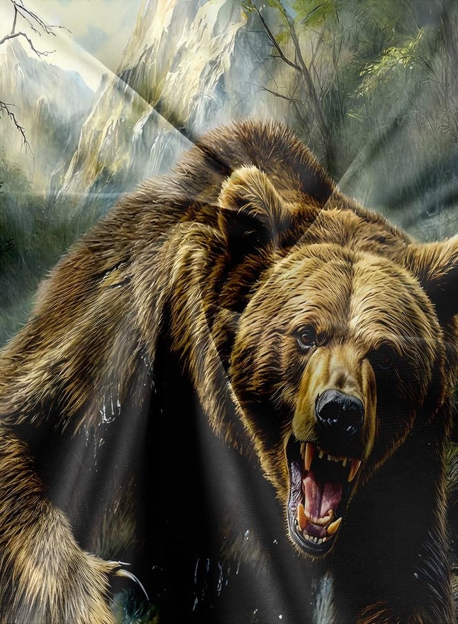 Hajmsug Rustic Bear Shower Curtain - Forest Country Nature Funny Animal Mountain Brown Bear Hunting Camping Waterproof Fabric Bath Curtain Wildlife Farmhouse 69X70inch - Image 5