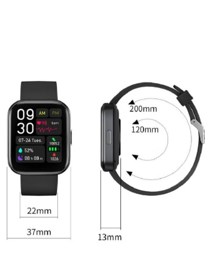 ساعة ذكية GTS4 للرجال والنساء - جهاز تتبع اللياقة البدنية الرياضية، ومراقبة معدل ضربات القلب ومستوى الأكسجين، وتتبع النوم والنشاط، ومكالمات بلوتوث، ومقاومة للماء IP67 - أسود - Image 3