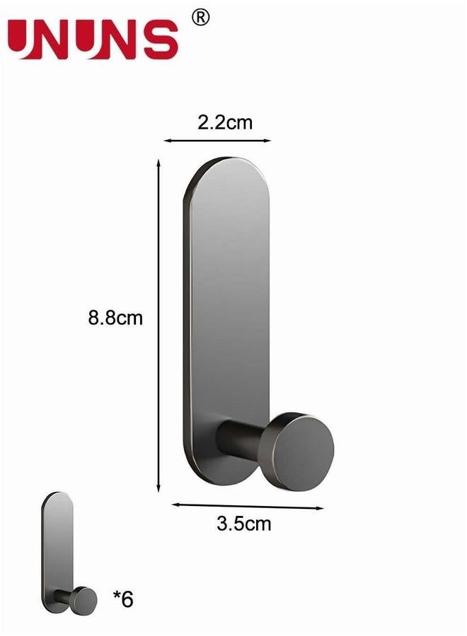 UNUNS 6-Piece Self Adhesive Hook,Gun Grey Towel Hooks Stick On Bathroom Or Kitchen,Space Aluminum,Wall  - Image 4