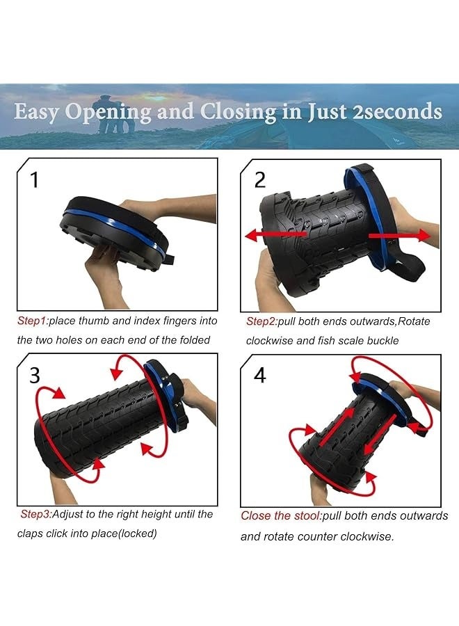 PROMASS Upgraded Portable Retractable Folding Stool, Collapsible Telescoping Foldable Camping Stool for Adults for Outdoor Fishing Hiking Gardening Travel BBQ  - Image 5