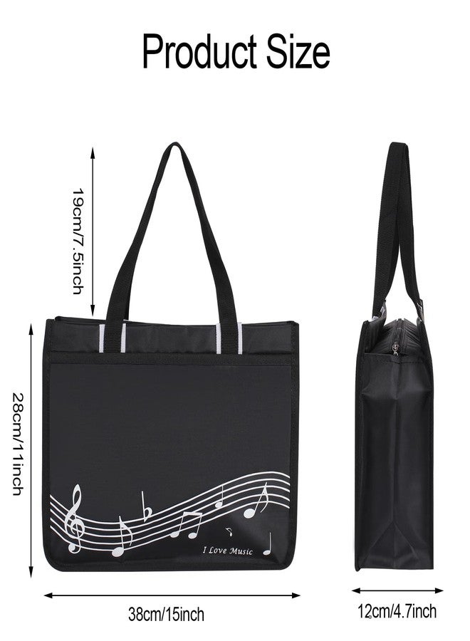 HilerPunk Musical Note Pattern Shoulder Bag,Music Tote Handbag,Nylon Cloth Waterproof Women's Shopping Bag,Travel bag with high note zipper,Music Program Tote Bag-Black+Musical Note Pattern - Image 2