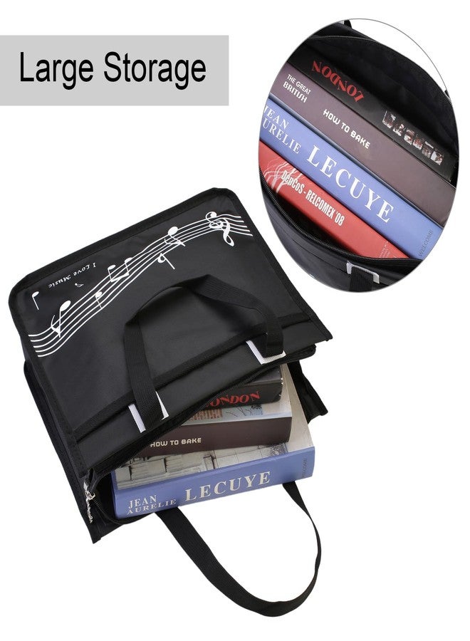 HilerPunk Musical Note Pattern Shoulder Bag,Music Tote Handbag,Nylon Cloth Waterproof Women's Shopping Bag,Travel bag with high note zipper,Music Program Tote Bag-Black+Musical Note Pattern - Image 4