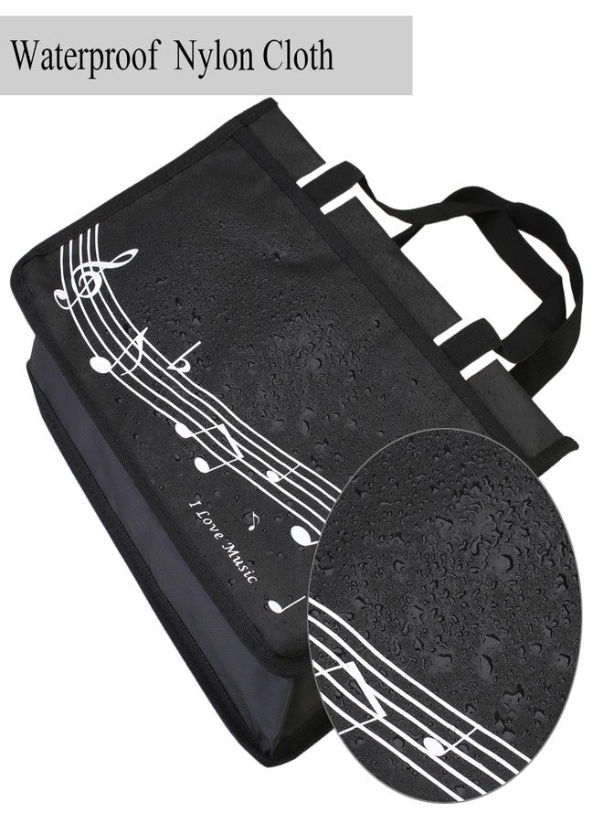 HilerPunk Musical Note Pattern Shoulder Bag,Music Tote Handbag,Nylon Cloth Waterproof Women's Shopping Bag,Travel bag with high note zipper,Music Program Tote Bag-Black+Musical Note Pattern - Image 3
