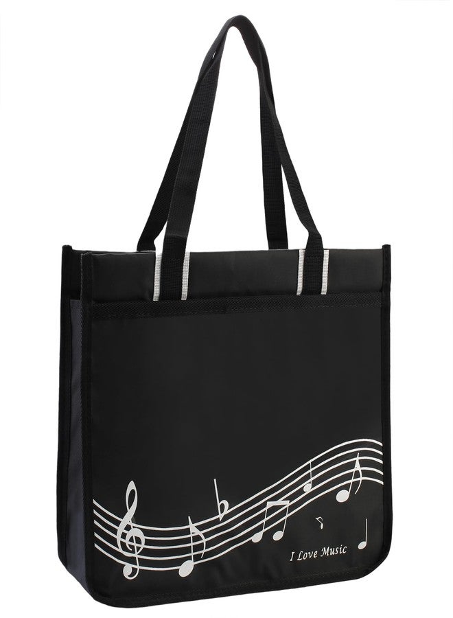 HilerPunk Musical Note Pattern Shoulder Bag,Music Tote Handbag,Nylon Cloth Waterproof Women's Shopping Bag,Travel bag with high note zipper,Music Program Tote Bag-Black+Musical Note Pattern - Image 1