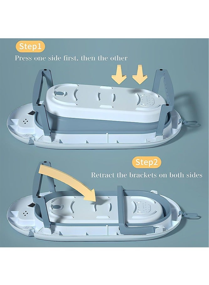 لو.بيبي.في  حوض استحمام للأطفال قابل للطي، مستلزمات استحمام للأطفال، حوض استحمام للأطفال حديثي الولادة إلى الأطفال الصغار، حوض استحمام متعدد الوظائف محمول للسفر مع سجادة غير قابلة للانزلاق، فتحة تصريف - Image 5