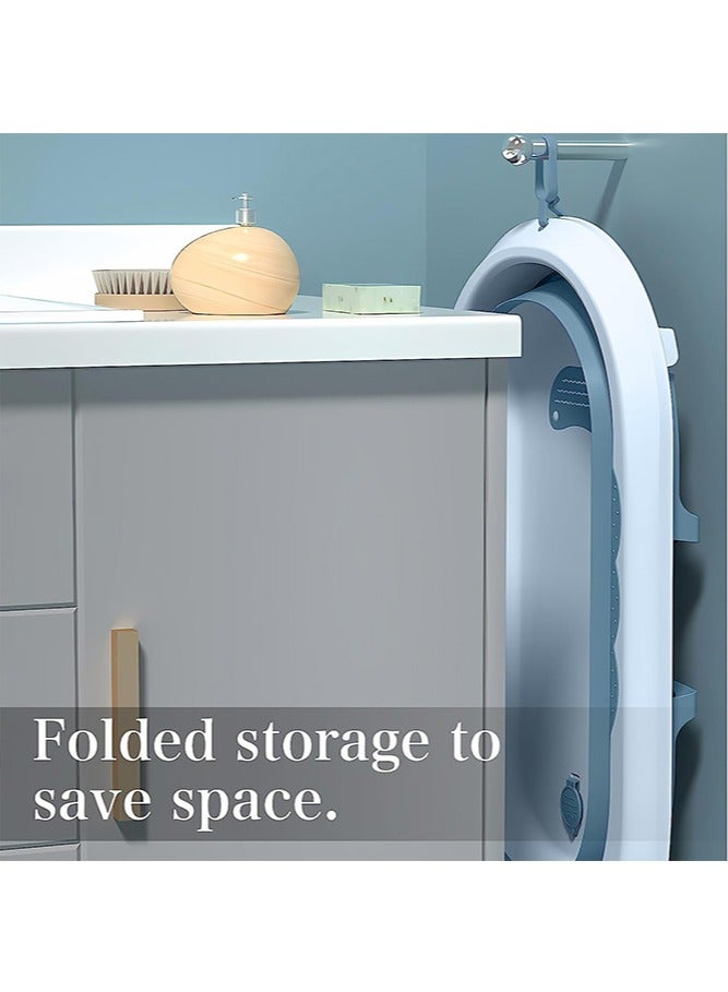 لو.بيبي.في  حوض استحمام للأطفال قابل للطي، مستلزمات استحمام للأطفال، حوض استحمام للأطفال حديثي الولادة إلى الأطفال الصغار، حوض استحمام متعدد الوظائف محمول للسفر مع سجادة غير قابلة للانزلاق، فتحة تصريف - Image 2