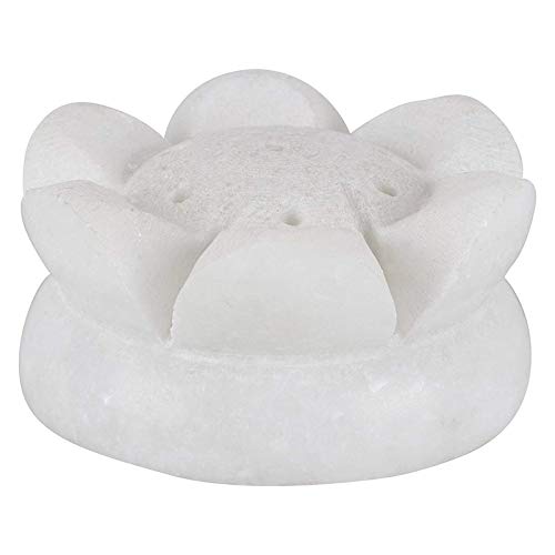 STONA Stona Polished White Marble Agarbatti Stand Lotus Shaped Set of 2 