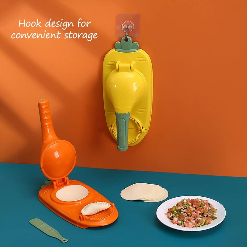 comfrt Dough Press, Dough Pressing Tool Dumpling Artifact Pressing Household Hand-Made Press Mold, Manual Tortilla Maker Press Dumpling Skin Dough Presser Dumpling Wrapper Presser Kitchen Gadgets (2 in 1 YE) - Image 2