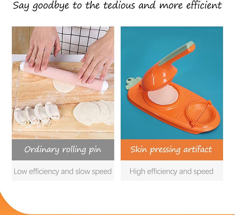 comfrt Dough Press, Dough Pressing Tool Dumpling Artifact Pressing Household Hand-Made Press Mold, Manual Tortilla Maker Press Dumpling Skin Dough Presser Dumpling Wrapper Presser Kitchen Gadgets (2 in 1 YE) - Image 5