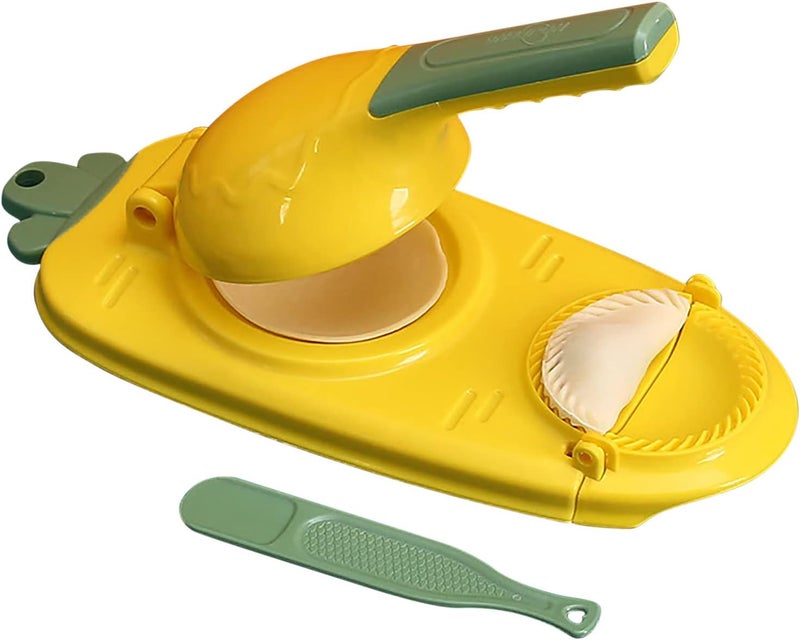 comfrt Dough Press, Dough Pressing Tool Dumpling Artifact Pressing Household Hand-Made Press Mold, Manual Tortilla Maker Press Dumpling Skin Dough Presser Dumpling Wrapper Presser Kitchen Gadgets (2 in 1 YE) - Image 1