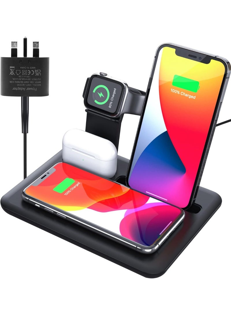 INGUNAR 4 in 1 Wireless Charging Station- Multi-Device Wireless Charging- 15W Fast Charging Gear- Wireless Charger for iPhone- Apple Watch &Other Smartphones - Image 1