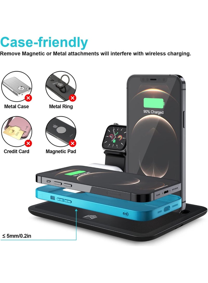 INGUNAR 4 in 1 Wireless Charging Station- Multi-Device Wireless Charging- 15W Fast Charging Gear- Wireless Charger for iPhone- Apple Watch &Other Smartphones - Image 3