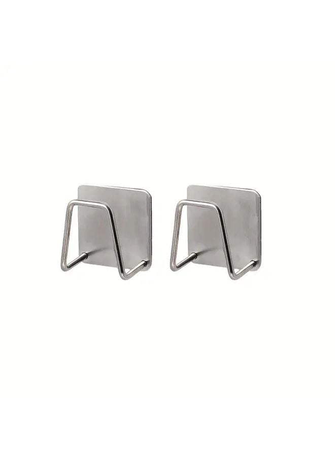 2pcs Stainless Steel Sponge Holder Wall Mounted Sink Drain Rack Soap Holder - Image 1