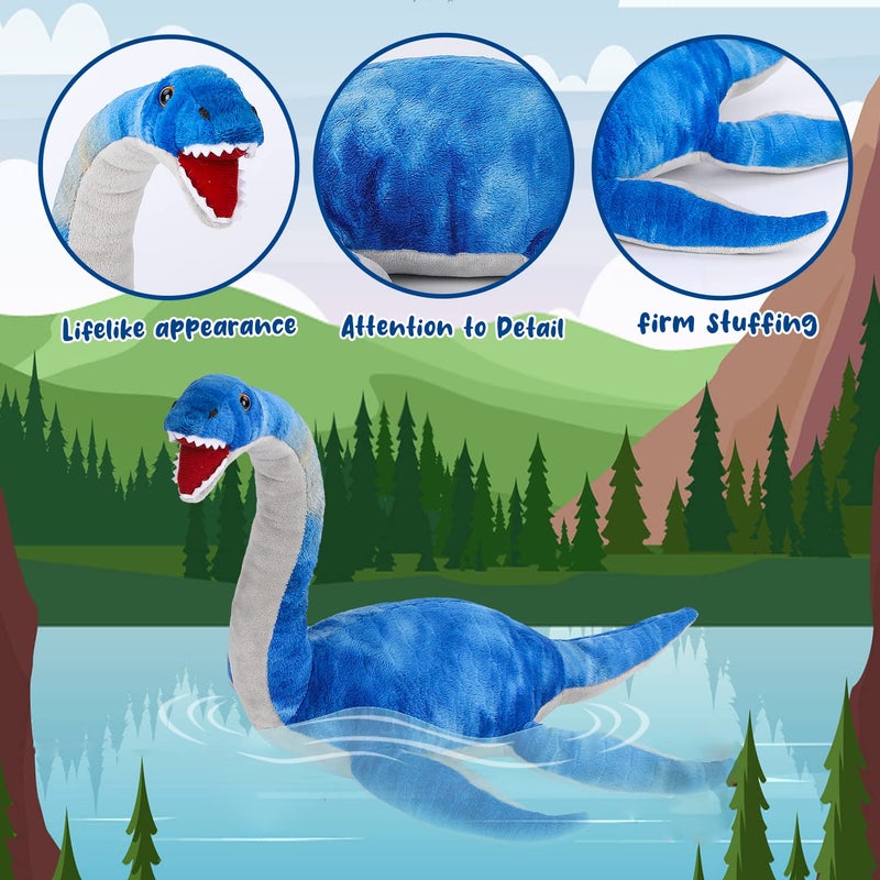 AULUDA Plesiosaurus Plush Toy Dinosaur Stuffed Animal Throw Plushie Pillow Doll Soft Blue Fluffy Friend Hugging Cushion  Present for Every Age  Occasion - Image 3