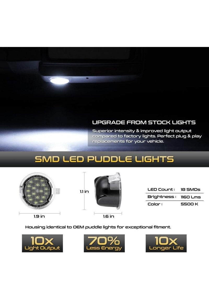 Led Side Under Mirror Puddle Light for Ford F-150 Expedition Explorer Edge Flex Fusion Taurus X Lincoln Mercury Mirror Signal Lamp Indicator Waterproof Bright Replacement Accessories 2 pcs White