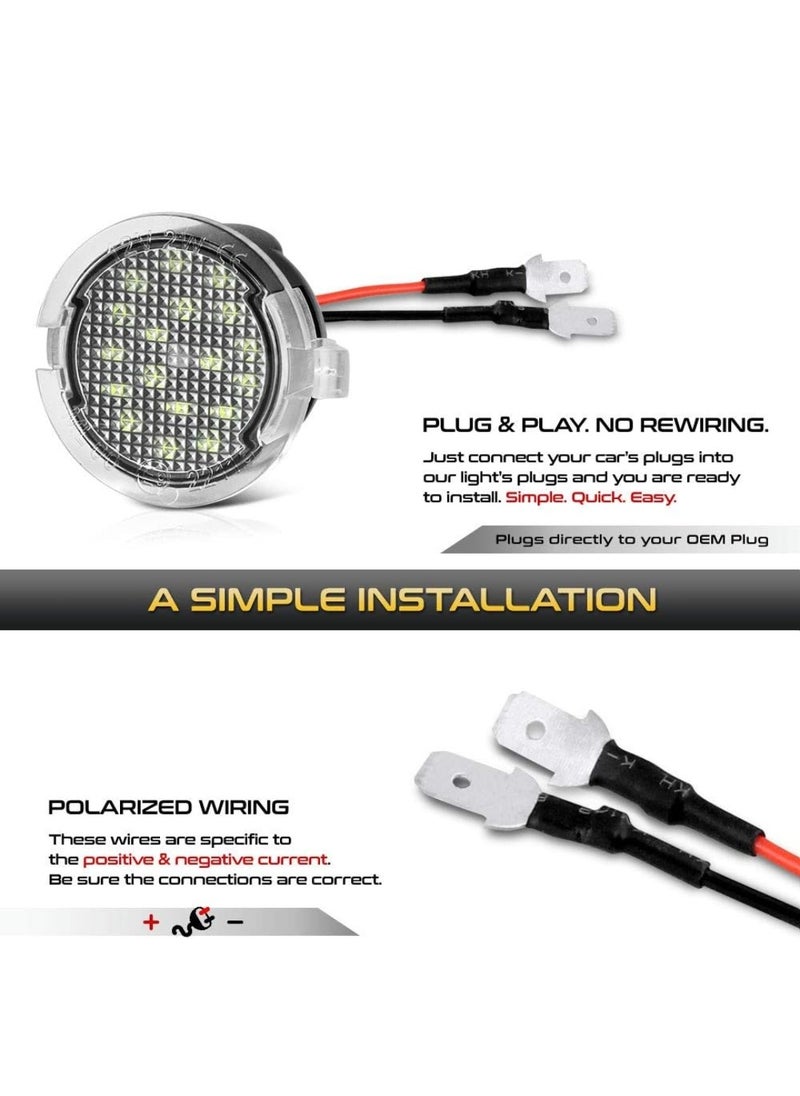 Led Side Under Mirror Puddle Light for Ford F-150 Expedition Explorer Edge Flex Fusion Taurus X Lincoln Mercury Mirror Signal Lamp Indicator Waterproof Bright Replacement Accessories 2 pcs White