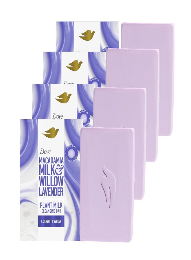 Dove Plant Milk Cleansing Bar Soap Macadamia Milk & Willow Lavender Serenity Seeker 4 Count for Moisturized Skin Gentle Cleanser, No Sulfate Cleansers or Parabens, 98% Biodegradable Formula 5 oz - Image 1