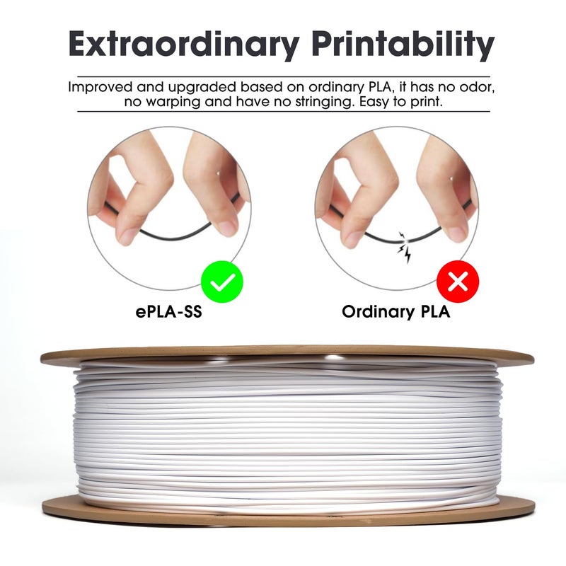 eSUN PLA Basic Filament 1.75mm, 3D Printer Filament High Speed PLA for Fast Printing, 1KG Spool (2.2 LBS) 3D Printing Filament for High Speed 3D Printers, Cold White - Image 3