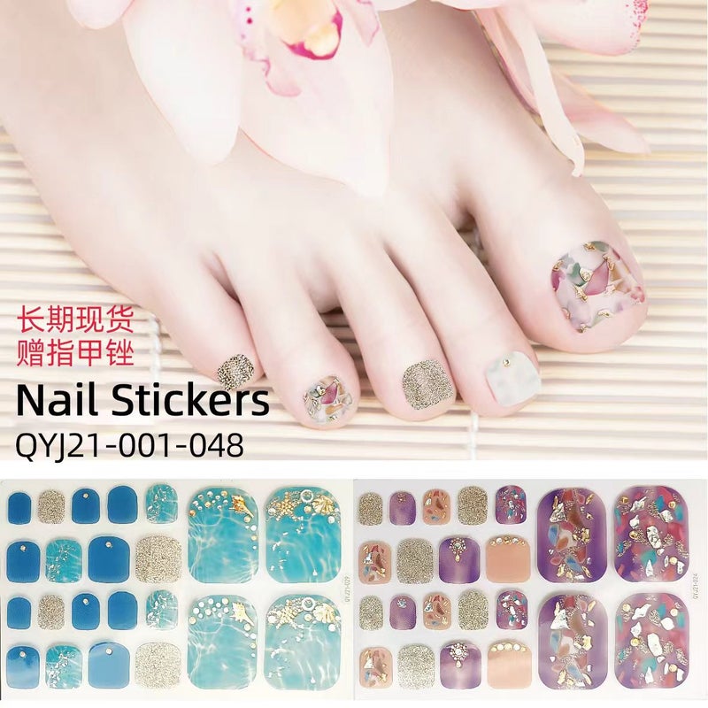 Popular Toenail Stickers 2025 Summer Toenail Stickers Stamping Imitation Diamond Nail Stickers Export Waterproof Foot Stickers - Image 2