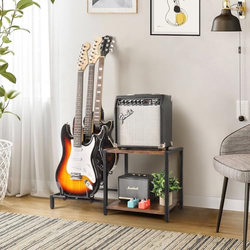 Bikoney Guitar Stand for 3 Electric Bass Guitars with Amp Stand - Heavy Duty Adjustable Guitar Rack Holder for Multiple Guitars & Accessories - Display & Storage Solution for Music Studio Home - Image 5
