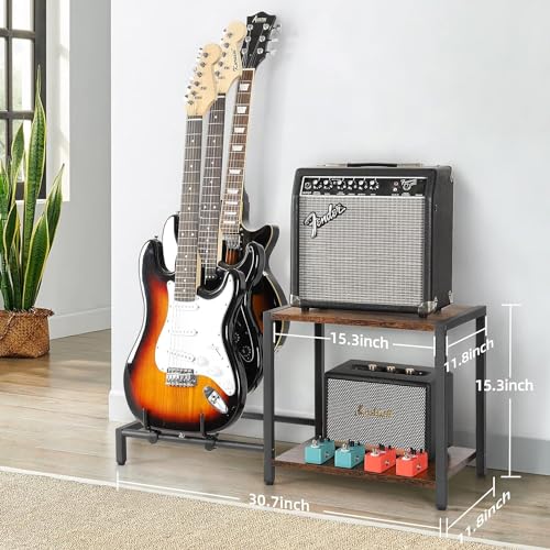 Bikoney Guitar Stand for 3 Electric Bass Guitars with Amp Stand - Heavy Duty Adjustable Guitar Rack Holder for Multiple Guitars & Accessories - Display & Storage Solution for Music Studio Home - Image 4
