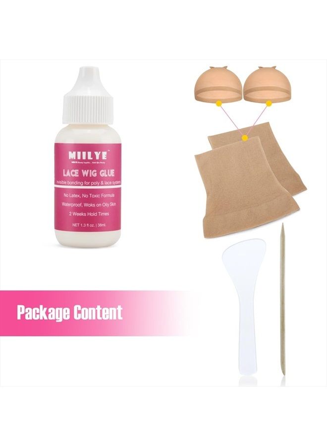 MIILYE Wig Adhesive Glue, Invisible Waterproof MIILYE Hair Replacement Bonding Glue, Light Hold for Lace Front Wig and Poly Hairpieces, Toupee, Cosmetic Hair Systems (Wig Glue for Lace Front Wig 1.3 fl oz) - Image 2