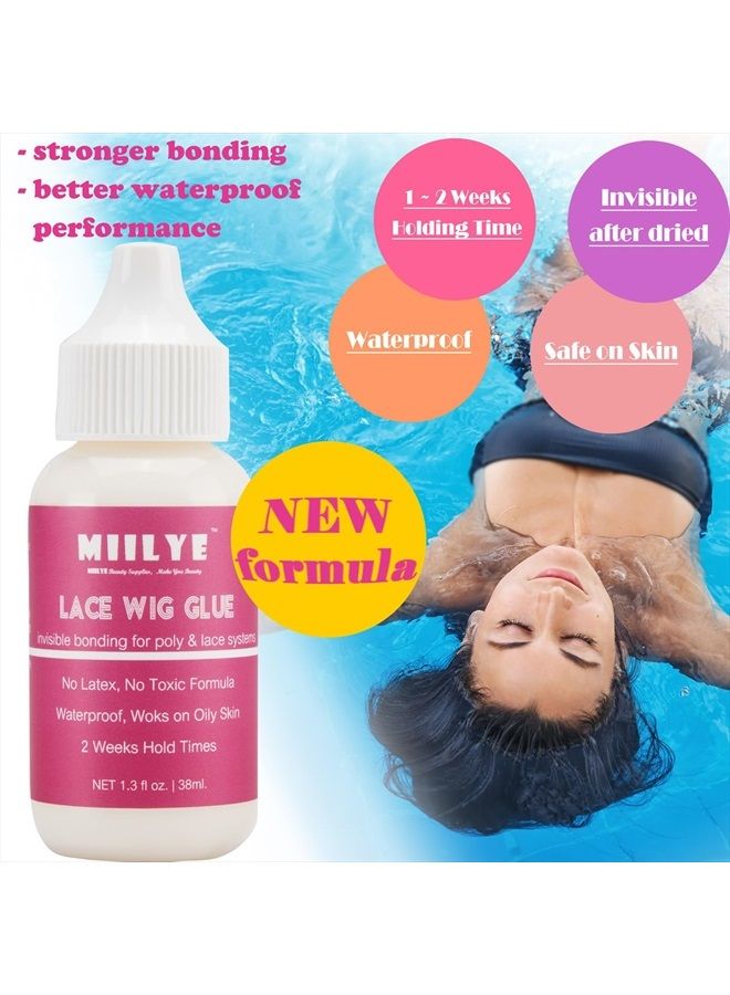 MIILYE Wig Adhesive Glue, Invisible Waterproof MIILYE Hair Replacement Bonding Glue, Light Hold for Lace Front Wig and Poly Hairpieces, Toupee, Cosmetic Hair Systems (Wig Glue for Lace Front Wig 1.3 fl oz) - Image 4