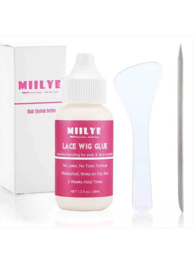 MIILYE Wig Adhesive Glue, Invisible Waterproof MIILYE Hair Replacement Bonding Glue, Light Hold for Lace Front Wig and Poly Hairpieces, Toupee, Cosmetic Hair Systems (Wig Glue for Lace Front Wig 1.3 fl oz) - Image 1