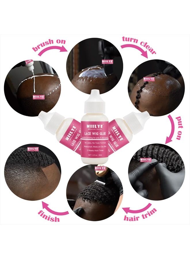 MIILYE Wig Adhesive Glue, Invisible Waterproof MIILYE Hair Replacement Bonding Glue, Light Hold for Lace Front Wig and Poly Hairpieces, Toupee, Cosmetic Hair Systems (Wig Glue for Lace Front Wig 1.3 fl oz) - Image 5