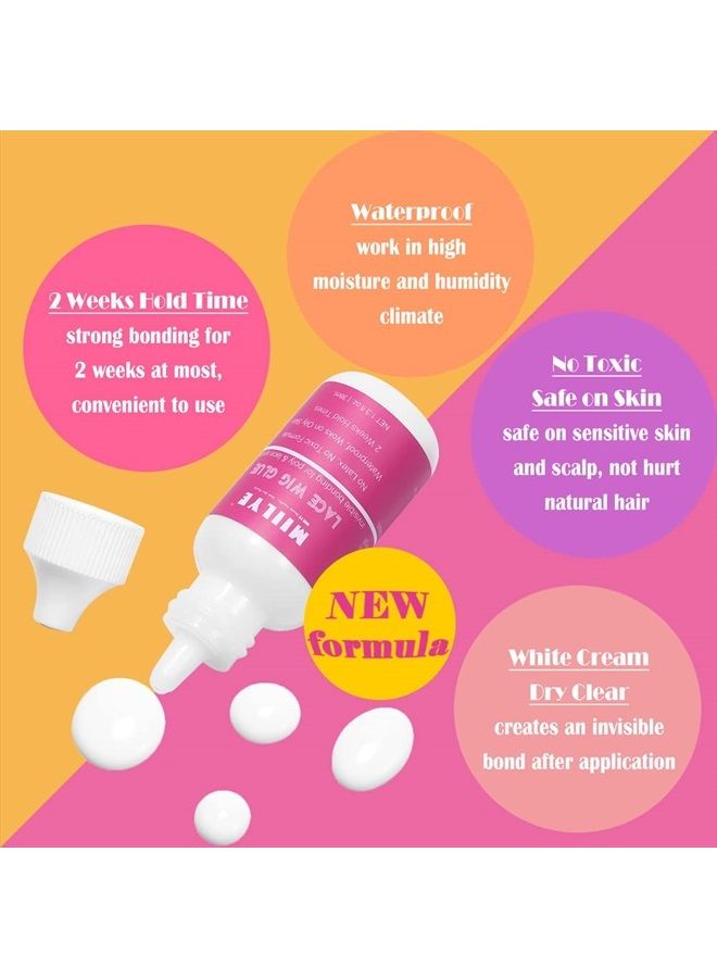 MIILYE Wig Adhesive Glue, Invisible Waterproof MIILYE Hair Replacement Bonding Glue, Light Hold for Lace Front Wig and Poly Hairpieces, Toupee, Cosmetic Hair Systems (Wig Glue for Lace Front Wig 1.3 fl oz) - Image 3