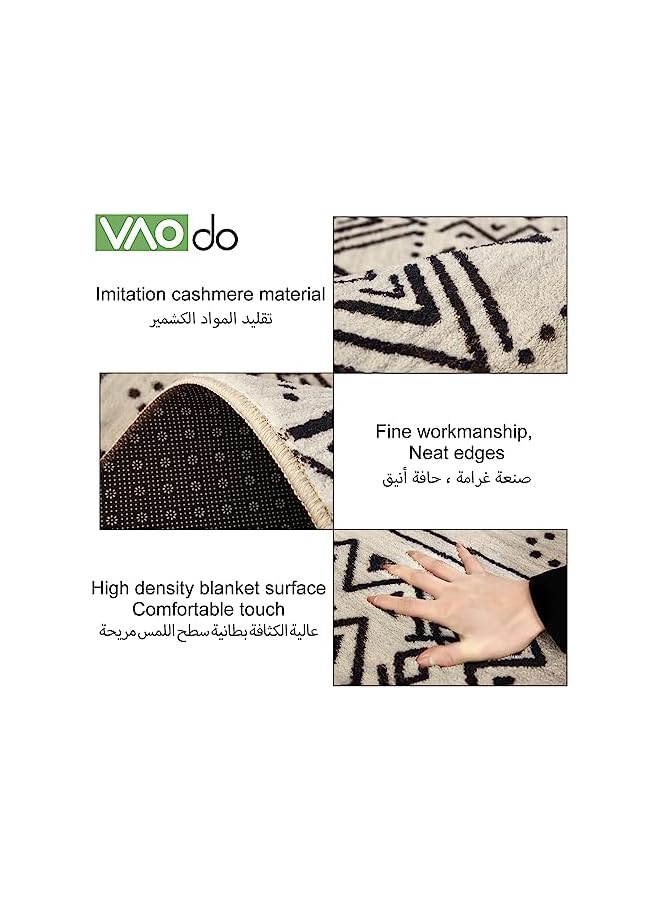 The Bros Area Rugs, 80 * 120 cm Modern Simplicity Rug Carpet, Soft Non-slip and Easy-Care Cashmere Floor Mat, for Living Room, Bedroom, Hallway, Office, Black&White - Image 4